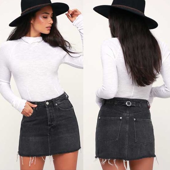 Free People Dresses & Skirts - Free People Rugged A-Line Black Denim Mini Skirt